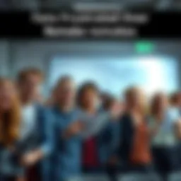A group of fans expressing their disappointment over recent movie remakes, holding discussion boards and gesturing animatedly