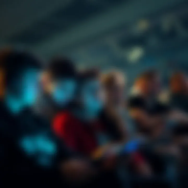 Group of fans looking disappointed while viewing tournament results on their devices