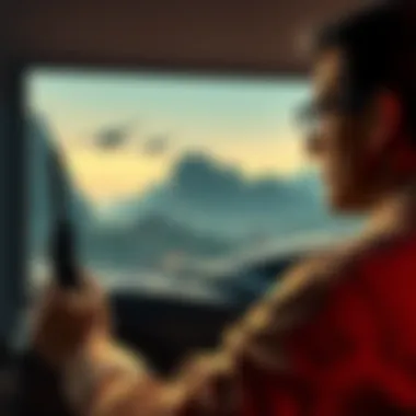 Frustrated Gamer Viewing 007 Cut Scene A gamer looks at a cropped cut scene in the new 007 game on a wide screen, expressing frustration over missing visuals.