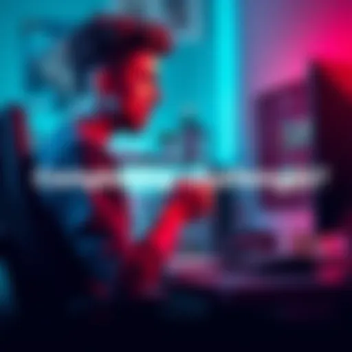 A gamer sitting at a desk looking disappointed with a game controller in hand and a computer screen showing completed challenges.