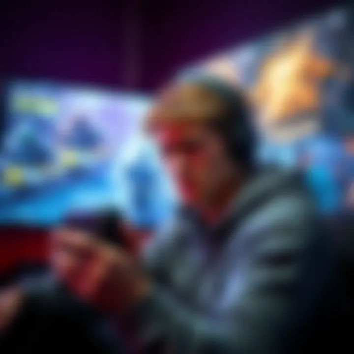 A gamer looks frustrated while playing a video game alone, with a controller in hand and a dismal expression on their face. The screen shows a challenging solo mission.