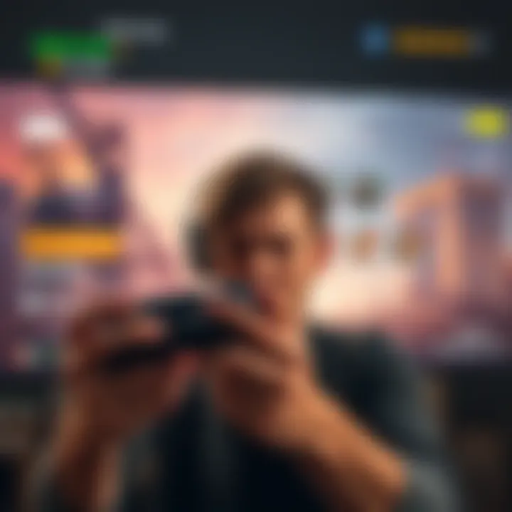 A frustrated gamer holding a controller, with a background showing a game screen missing survivor status icons.