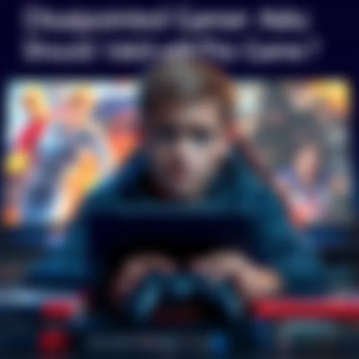 Frustrated Gamer A disappointed gamer sitting in front of a console, looking at the screen with a frown, surrounded by game cases.