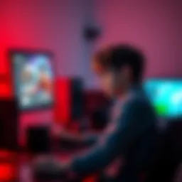 Frustrated Gamer A new player sitting in front of a computer screen looking frustrated with a short match display on the screen