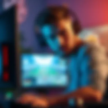 A gamer sitting in front of a computer with a headset, looking frustrated while playing a video game, with a screen showing The Finals gameplay.