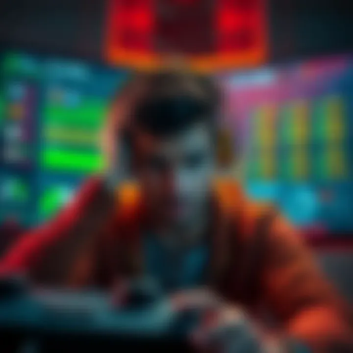 A player looking exhausted while staring at a game screen filled with progress bars and upgrade options