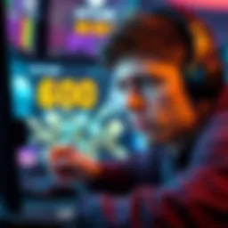 A gamer looking disappointed while staring at their screen filled with gaming currency, symbolizing regret over spending.