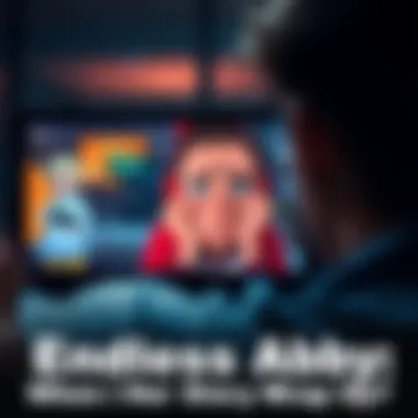 A frustrated gamer staring at a screen showing a character named Abby from a video game, symbolizing boredom and fatigue with a prolonged storyline.