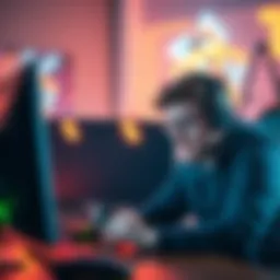 A gamer looks upset while playing, showing frustration about matchmaking issues on a computer screen.