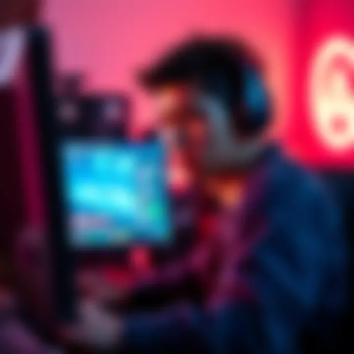 A gamer sitting in front of a computer, looking upset due to a disconnect issue while playing online.