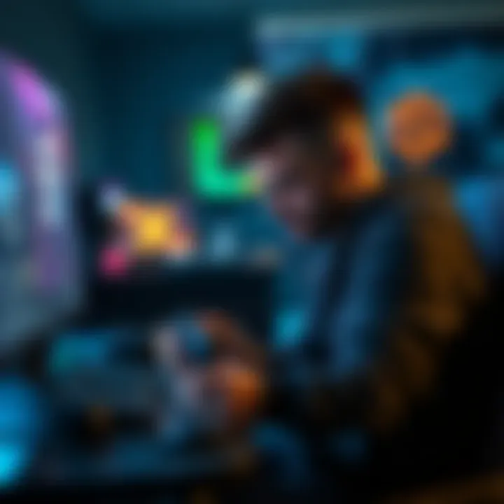 A gamer sitting at a desk, looking frustrated while playing a video game with a controller in hand, showing visible signs of anger and disappointment.