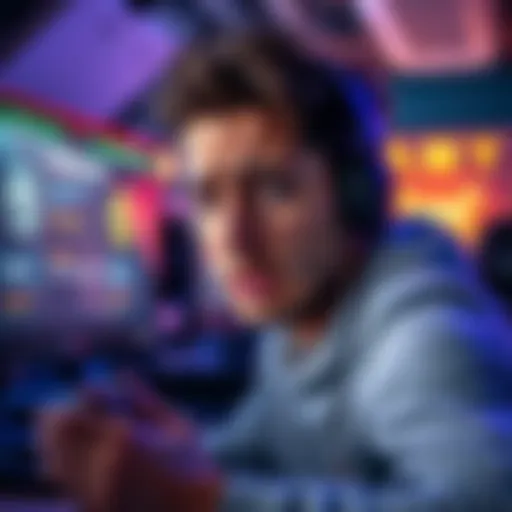A gamer looks frustrated while playing a video game, showing a screen with attack notifications and punishment warning. Their expression reflects confusion and disappointment.
