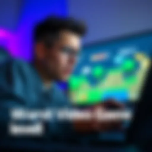 A gamer looking frustrated while playing a challenging video game level on a screen