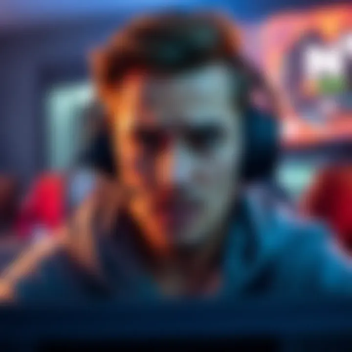 Frustrated Gamer in 1v1 Match A gamer showing frustration as a random player disrupts a competitive 1v1 match on-screen