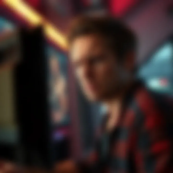 A seasoned gamer looks stressed while playing the Insanity mode in the latest RE game, with intense graphics visible on the screen