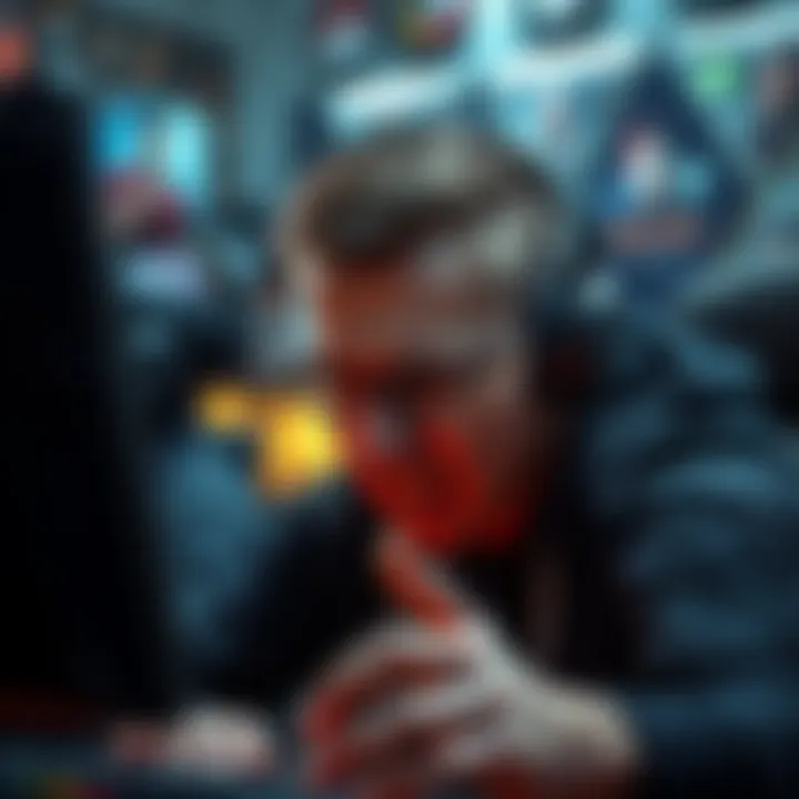 A gamer shows frustration while facing unexpected attacks from other players in a chaotic online game environment.