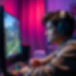 Frustrated gamer in action A new player looking frustrated while playing a video game, with a screen showing overpowered enemies and gameplay challenges.