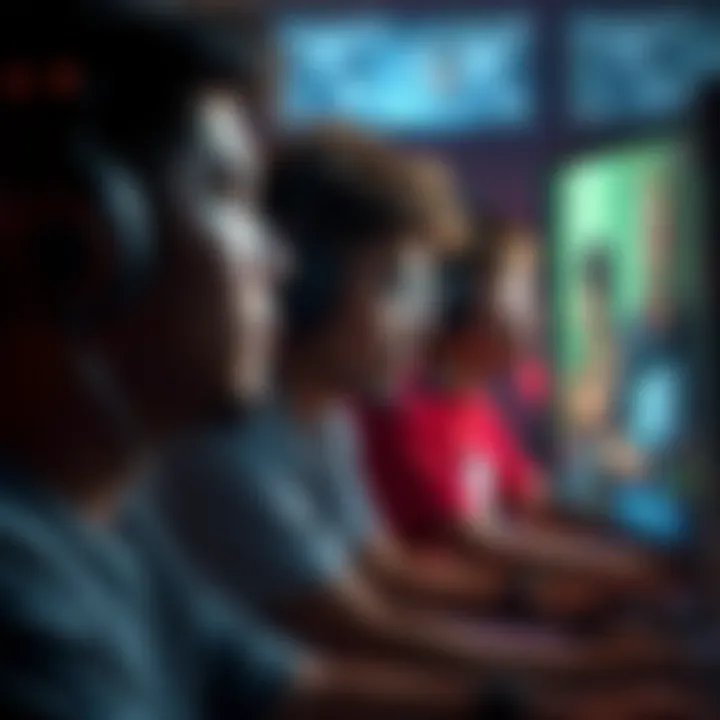 A disappointed player looks at their screen, showing an AFK teammate, while other players taunt them in the background, emphasizing gaming frustrations.