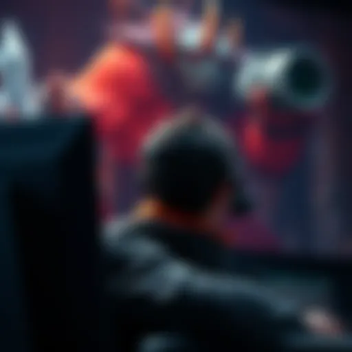 Frustrated Gamer Facing a Boss A gamer sits in front of a screen, visibly frustrated while facing a challenging optional boss in a dark fantasy game.