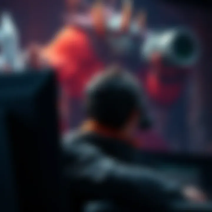 Frustrated Gamer Facing a Boss A gamer sits in front of a screen, visibly frustrated while facing a challenging optional boss in a dark fantasy game.