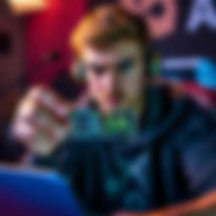 A gamer looking disappointed while holding a broken game key with a laptop in the background.