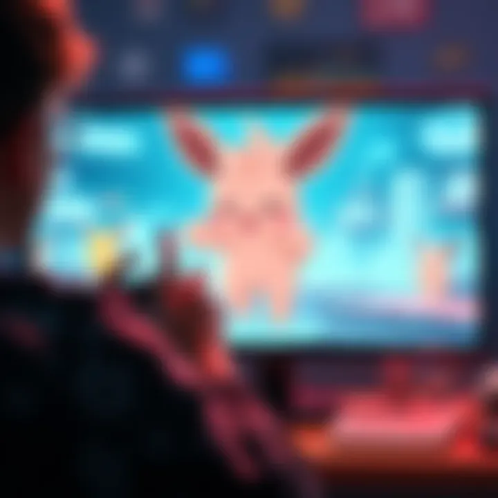Frustrated gamer watching Chansey escape A gamer showing frustration while watching a Chansey character escape on a screen