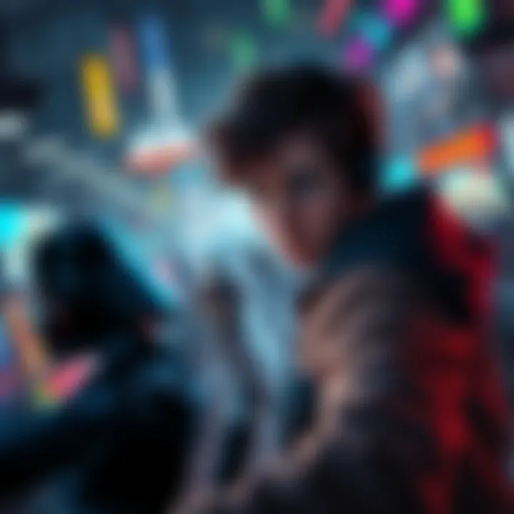 A gamer looks frustrated while trying to catch the Vader NPC in an online game, surrounded by chaotic game scenes and other players