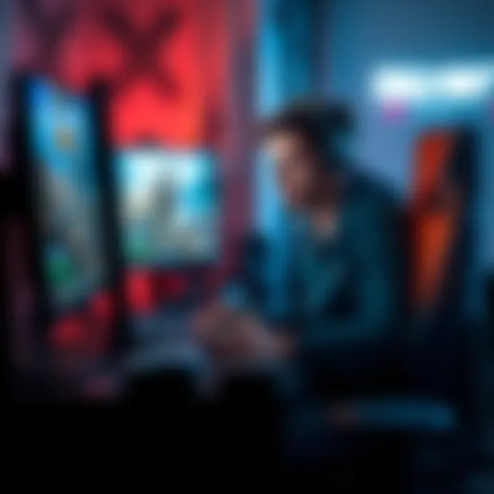 A person sitting in front of a computer, looking disappointed after a game of Call of Duty Mobile, with a headset on and a controller in hand.
