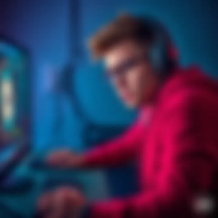 Frustrated gamer with communication issues A gamer looking frustrated at a computer with a power outlet behind them, indicating electricity problems affecting communication.