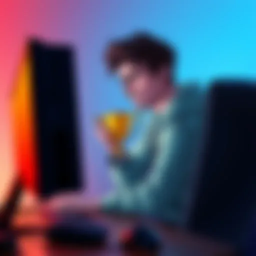 A player frustrated at their computer screen after 200 hours of gameplay, showing a character holding a trophy with a Striker Charm in the background. The player's expression indicates disappointment ...