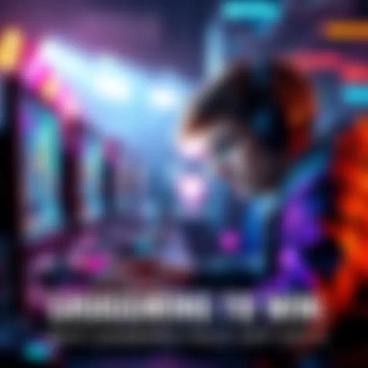 Frustrated gamer at computer A gamer shows frustration while staring at their computer screen during a competitive match