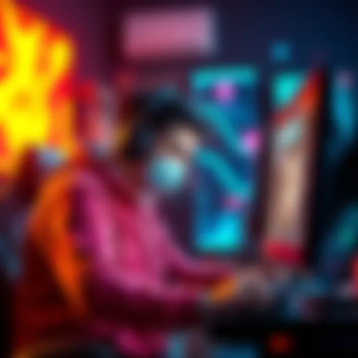 Frustrated gamer at a computer A gamer showing frustration while playing a video game on a computer, highlighting issues with cheating in ranked matches.