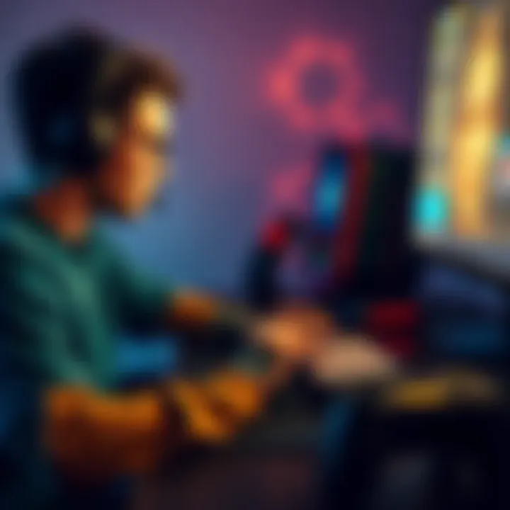 A gamer showing frustration while playing at a computer, with hands over the keyboard and a game controller beside them.