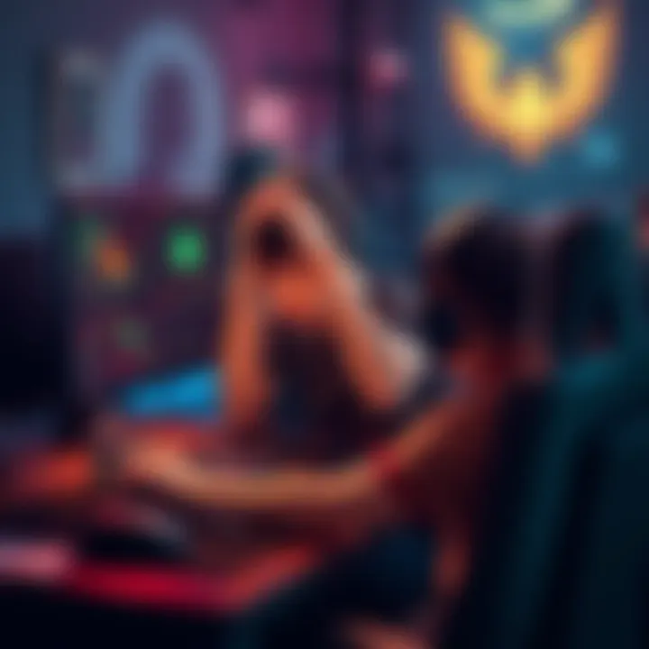 Frustrated gamer with a computer A frustrated gamer sitting at a computer with hands on their head, surrounded by game paraphernalia and a Battlenet support interface on the screen