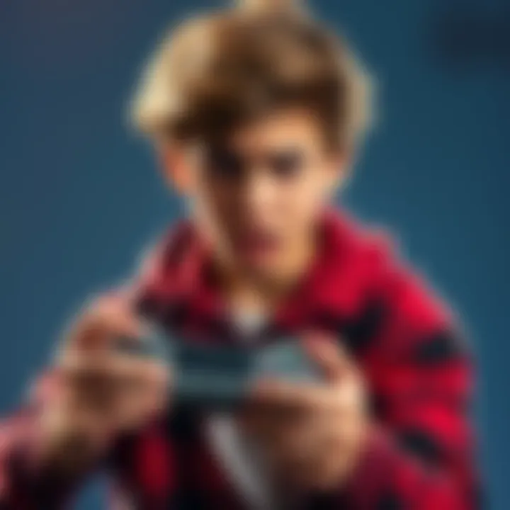 A gamer looks frustrated while holding a game controller, showing their disappointment about point restrictions blocking purchases.