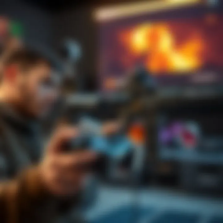 A gamer looks frustrated while playing, with the Prospector gun displayed on screen, highlighting its Full Auto Trigger System