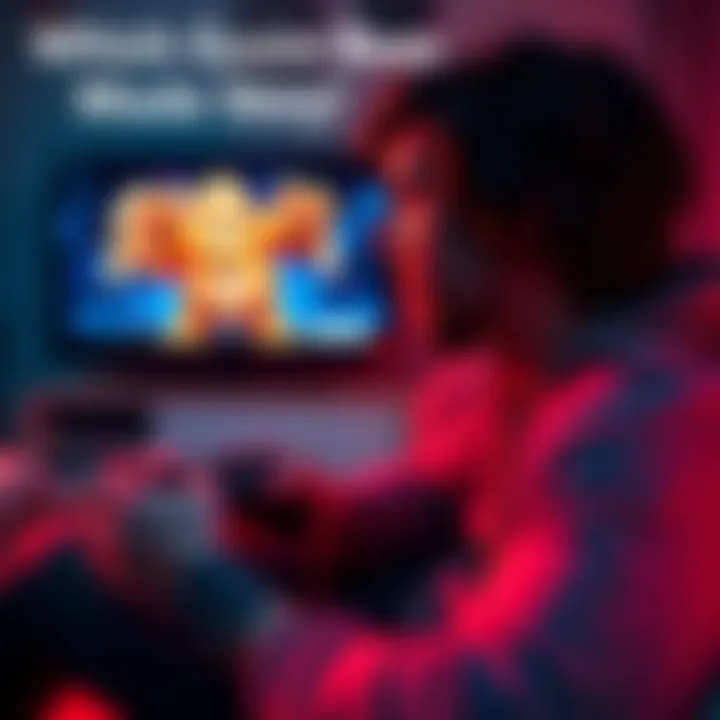 A gamer sitting on a couch, looking frustrated while holding a video game controller. The TV screen shows a challenging game boss character. Red light reflects on the player's face, showcasing the intensity of the moment.