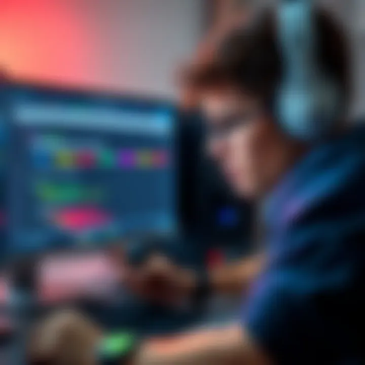 A gamer looking frustrated as their computer screen displays a crash message while playing a video game.