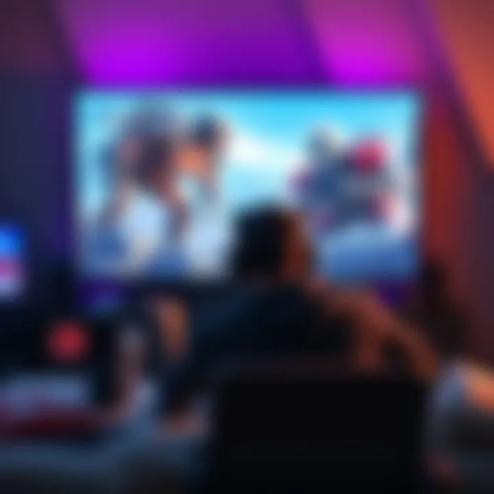 Frustrated gamer stuck in cutscene A gamer looking frustrated while watching an unskippable cutscene on their TV, surrounded by gaming gear and snacks