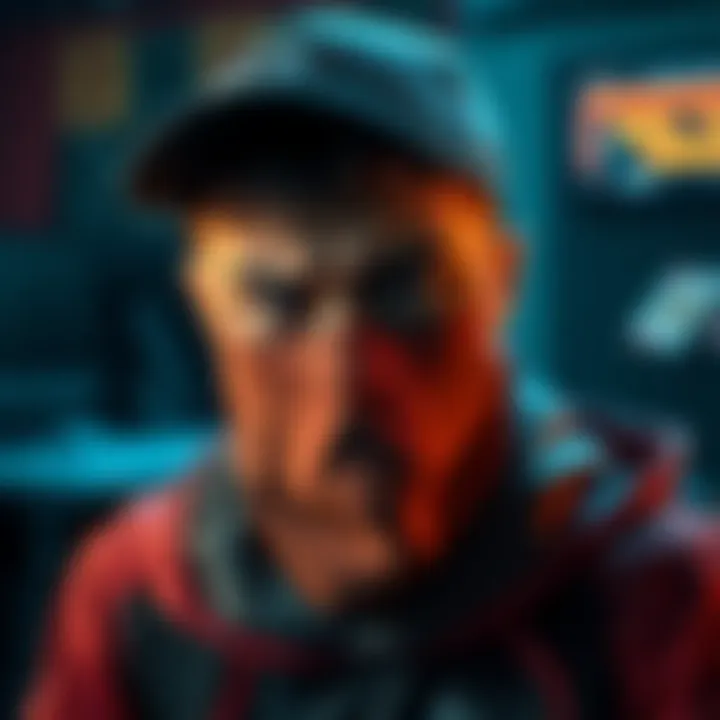 A gamer shows frustration while wearing a disguise mask in a video game setting, highlighting issues with enemy detection.