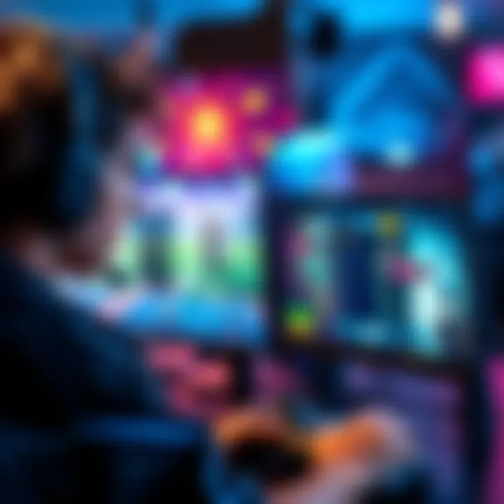 A gamer looking frustrated while playing a dropshot challenge on their screen, with a match forfeiting in the background.