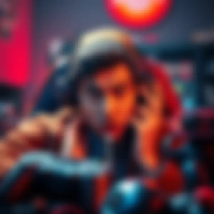 Frustrated gamer reacting to Edge of Fate Campaign A disappointed gamer looks distressed, expressing dissatisfaction with the Edge of Fate Campaign after DLC purchase, surrounded by gaming gear