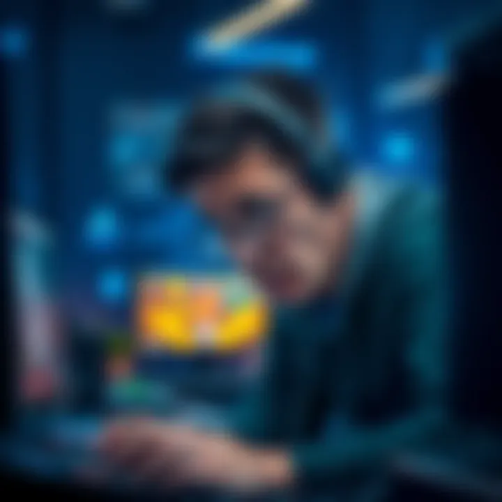 A gamer showing frustration while playing Freelancer on their computer, with intense focus and a tense expression.