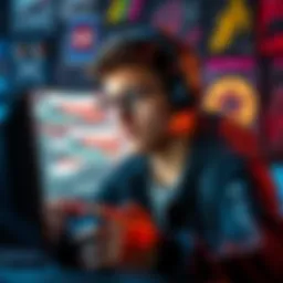 A gamer shows frustration while looking at a glitchy screen, surrounded by gaming gear, illustrating the issue of lost items in gaming.