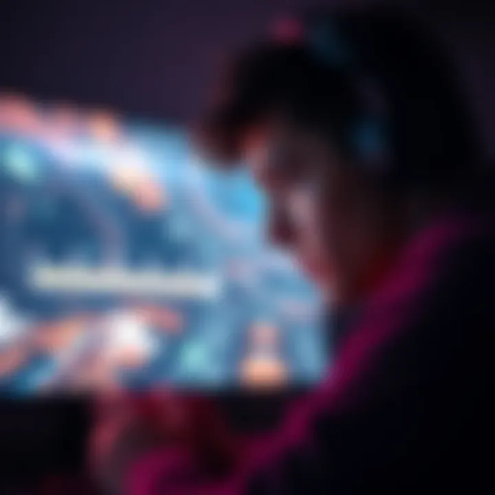 A gamer looks frustrated while staring at a loading screen that displays lagging graphics.