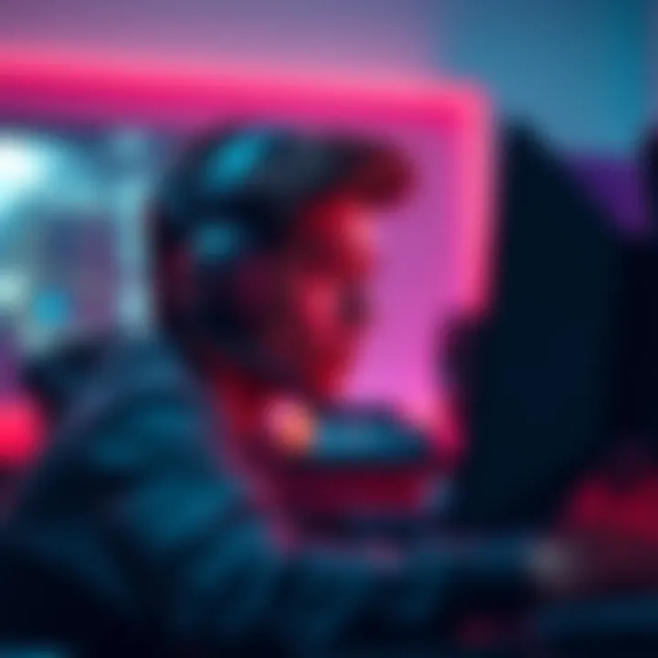 A player sits in front of a computer, showing signs of frustration while playing a video game, with a gaming headset on.