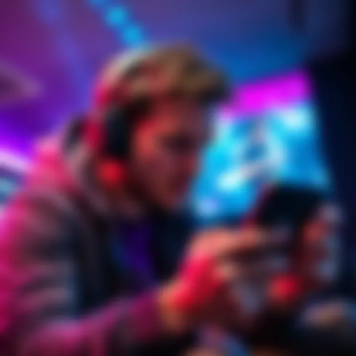 A gamer holds a mobile phone, showing frustration during a game due to connectivity issues.