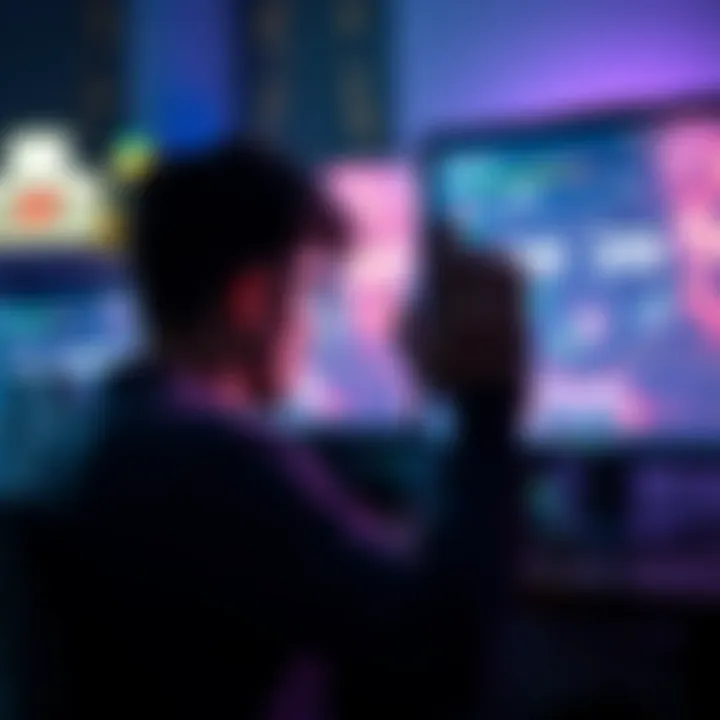 Person sitting in front of a flickering computer monitor while gaming, showing signs of frustration