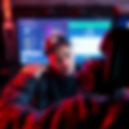 A gamer looking stressed while staring at a computer screen filled with multiple login prompts and account options.