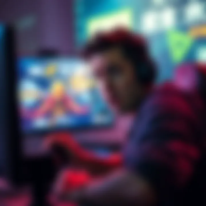 A person showing frustration while gaming, with a computer screen displaying a Netease game in the background